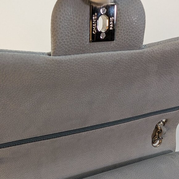 Chanel Classic Jumbo Light Gray Blue Quilted Caviar Double Flap Bag - Picture 10 of 16